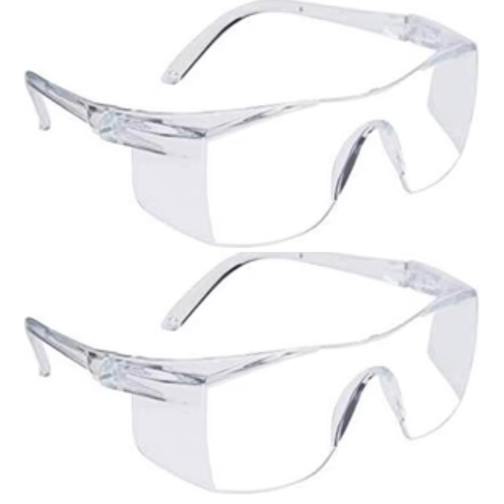 Safety Clear Transparent white side covered white Goggles for Eye Protection – Cataract UV,Scratch Resistant,Laser Surgery, Lab, Construction, For Multipurpose Use, Driving, Dust-Proof, Wind-Proof – Includes Pouch and Cleaning Cloth(pack of 2)
