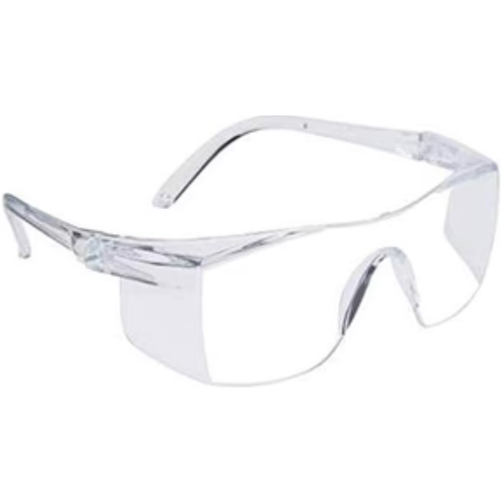 Safety Clear Transparent white side covered white Goggles for Eye Protection – Cataract UV,Scratch Resistant,Laser Surgery, Lab, Construction, For Multipurpose Use, Driving, Dust-Proof, Wind-Proof – Includes Pouch and Cleaning Cloth